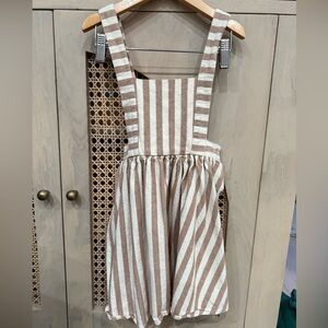 Rylee + Cru Rust Retro Stripe Pinafore Dress in size 6-7 years